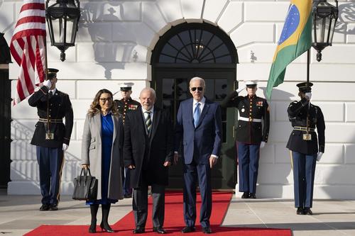 United States President Joe Biden welcomes President Luiz Inacio Lula da Silva and Ms. Janja Lula da Silva of Brazil to the White House in Washington, DC on February 10, 2023.  .Credit: Chris Kleponis / CNP................. (United States President J